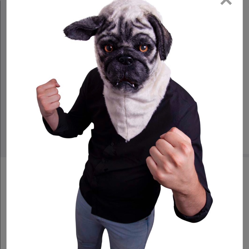 Pug dog fur Halloween full head mask costume